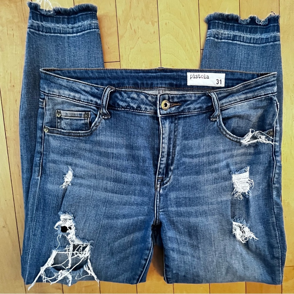 Pistola Frayed Hem Denim Jeans